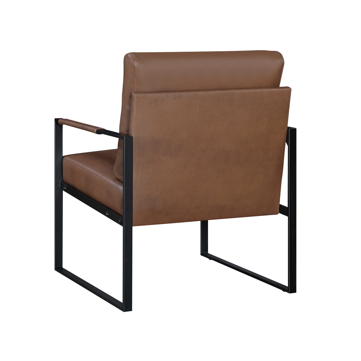 Homelegance Blaine Accent Chair in Brown Faux Leather with Black Metal Frame 1011BRW-1