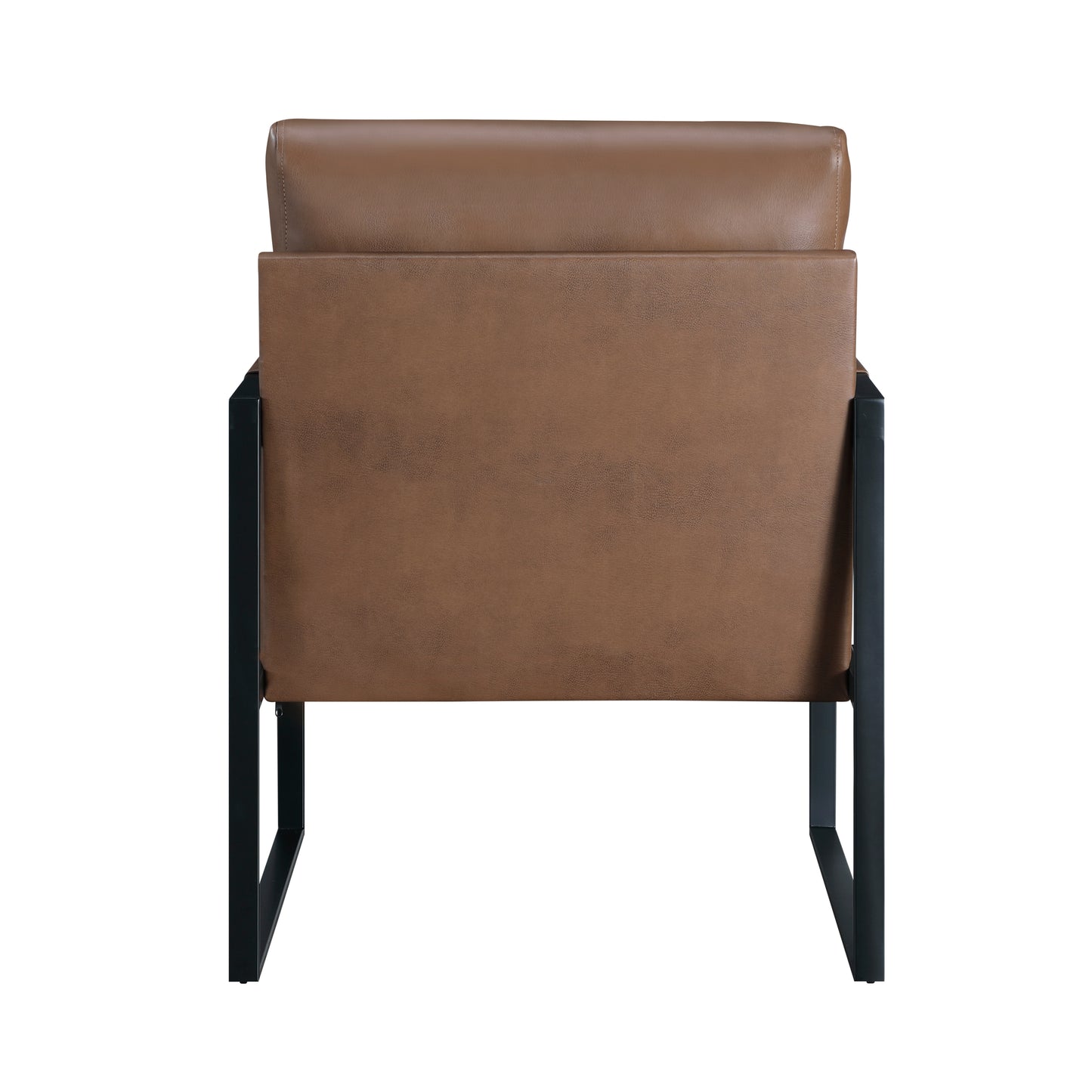 Homelegance Blaine Accent Chair in Brown Faux Leather with Black Metal Frame 1011BRW-1