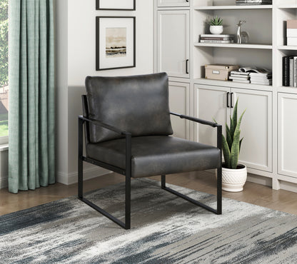 Homelegance Blaine Accent Chair in Dark Gray Faux Leather with Metal Frame 1011DGY-1