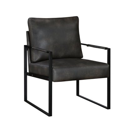 Homelegance Blaine Accent Chair in Dark Gray Faux Leather with Metal Frame 1011DGY-1