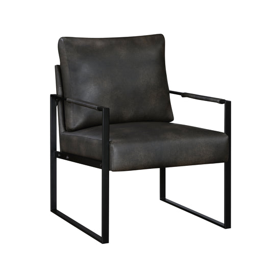 Homelegance Blaine Accent Chair in Dark Gray Faux Leather with Metal Frame 1011DGY-1