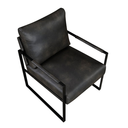 Homelegance Blaine Accent Chair in Dark Gray Faux Leather with Metal Frame 1011DGY-1
