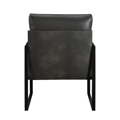 Homelegance Blaine Accent Chair in Dark Gray Faux Leather with Metal Frame 1011DGY-1