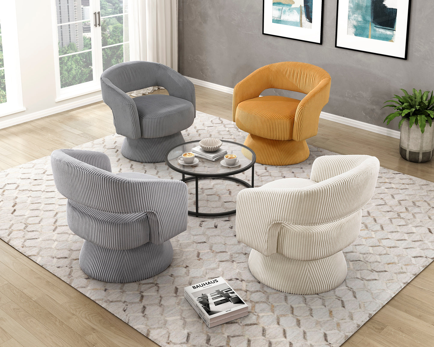 Homelegance Accent Chair Swivel Chair in Beige Corduroy 1013BEG-1