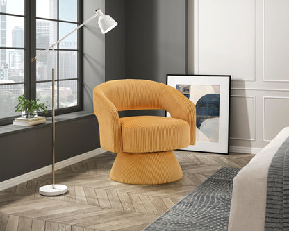 Homelegance Accent Chair Swivel Chair in Yellow Corduroy Fabric 1013YLW-1