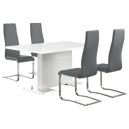 Anges 5-piece Dining Table Set White High Gloss and Grey