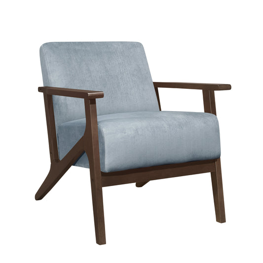 Homelegance August Accent Chair in Blue Gray Velvet with Dark Walnut Finish 1031BGY-1