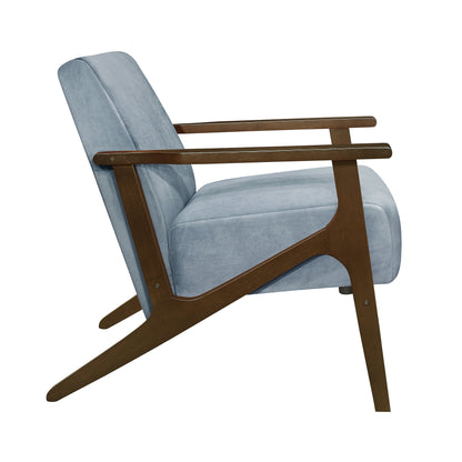 Homelegance August Accent Chair in Blue Gray Velvet with Dark Walnut Finish 1031BGY-1