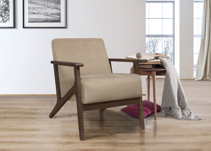 Homelegance August Accent Chair in Light Brown Velvet with Dark Walnut Finish 1031BR-1