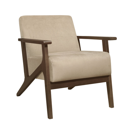 Homelegance August Accent Chair in Light Brown Velvet with Dark Walnut Finish 1031BR-1