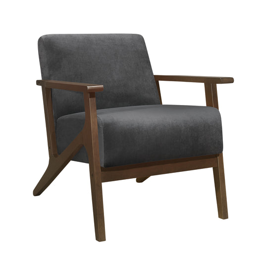 Homelegance August Accent Chair in Dark Gray Velvet with Exposed Wood Frame 1031DG-1
