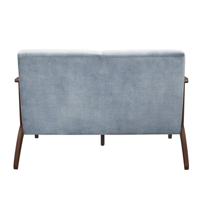 Homelegance Carlson Loveseat in Blue Gray Velvet 1032BGY-2