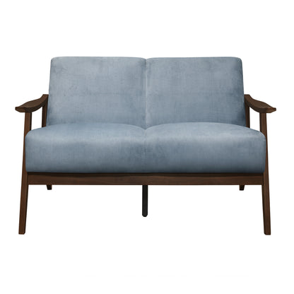 Homelegance Carlson Loveseat in Blue Gray Velvet 1032BGY-2