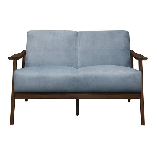 Homelegance Carlson Loveseat in Blue Gray Velvet 1032BGY-2