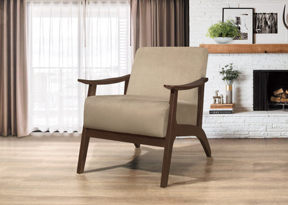 Homelegance Carlson Accent Chair in Light Brown Velvet with Dark Walnut Finish 1032BR-1