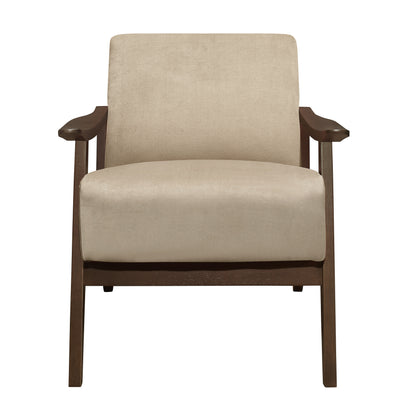 Homelegance Carlson Accent Chair in Light Brown Velvet with Dark Walnut Finish 1032BR-1