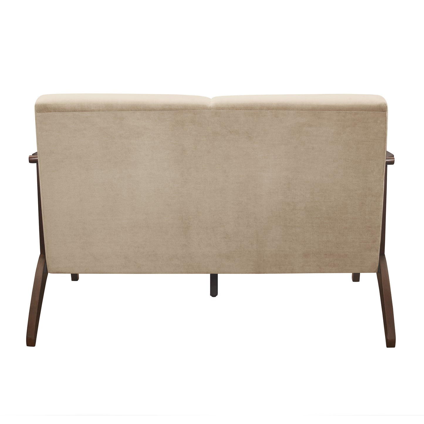 Homelegance Carlson Loveseat in Light Brown Velvet with Dark Walnut Finish 1032BR-2