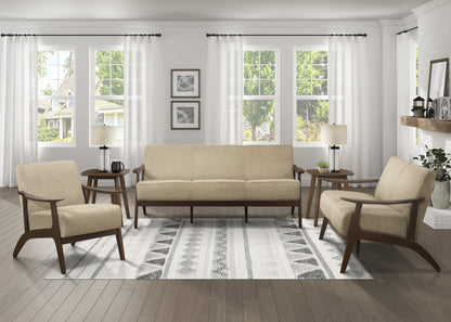 Homelegance Carlson Loveseat in Light Brown Velvet with Dark Walnut Finish 1032BR-2