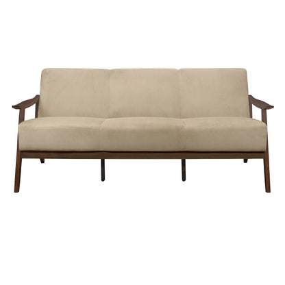Homelegance Carlson Sectional Sofa Light Brown Velvet Dark Walnut Finish 1032BR-3