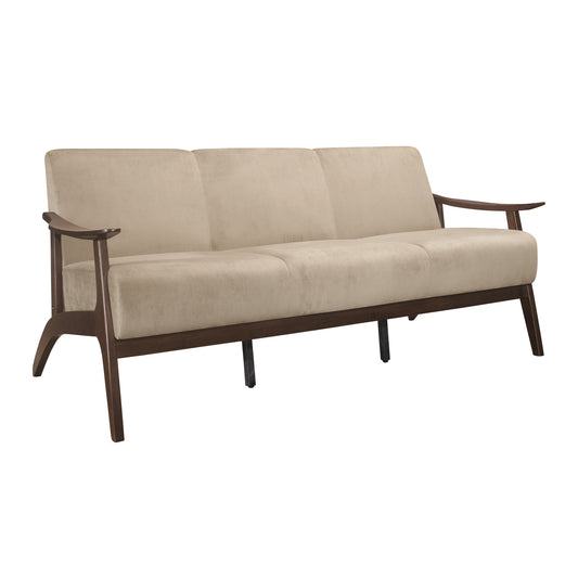 Homelegance Carlson Sectional Sofa Light Brown Velvet Dark Walnut Finish 1032BR-3