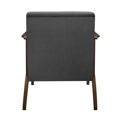 Homelegance Carlson Accent Chair in Dark Gray Velvet with Dark Walnut Finish 1032DG-1