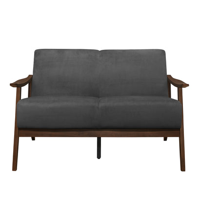 Homelegance Carlson Loveseat Dark Gray Velvet Upholstery 1032DG-2