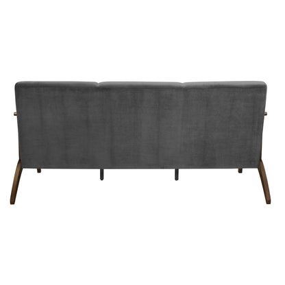 Homelegance Carlson Sectional Sofa Dark Gray Velvet with Dark Walnut Finish 1032DG-3