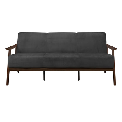 Homelegance Carlson Sectional Sofa Dark Gray Velvet with Dark Walnut Finish 1032DG-3