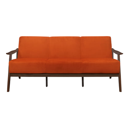 Homelegance Carlson Sectional Sofa Orange Velvet Dark Walnut Finish 1032RN-3