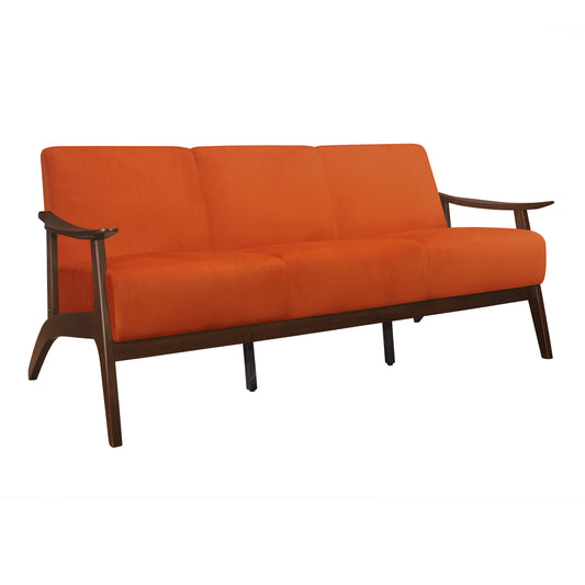 Homelegance Carlson Sectional Sofa Orange Velvet Dark Walnut Finish 1032RN-3