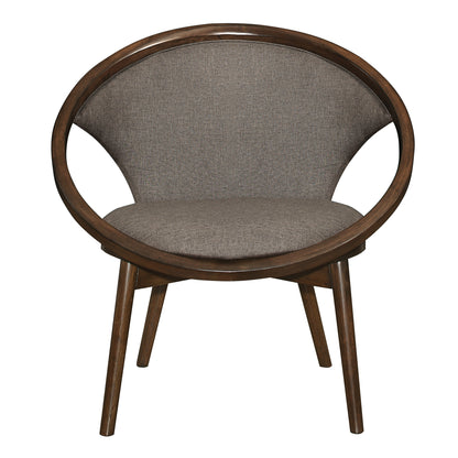 Homelegance Lowery Accent Chair in Chocolate Textured Fabric with Walnut Finish 1033F2S