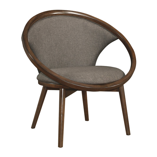 Homelegance Lowery Accent Chair in Chocolate Textured Fabric with Walnut Finish 1033F2S