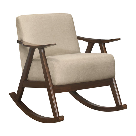 Homelegance Waithe Rocking Chair in Light Brown Textured Fabric 1034BR-1