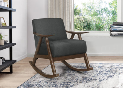 Homelegance Waithe Rocking Chair in Dark Gray Textured Fabric 1034DG-1