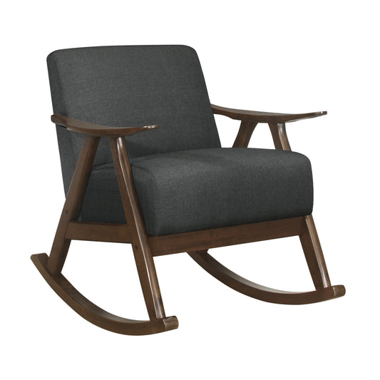 Homelegance Waithe Rocking Chair in Dark Gray Textured Fabric 1034DG-1