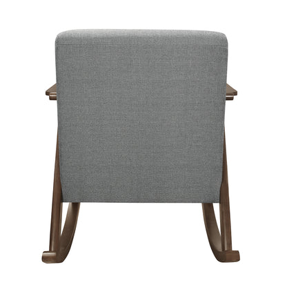 Homelegance Waithe Rocking Chair in Textured Gray Fabric with Dark Walnut Finish 1034GY-1