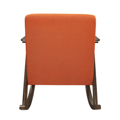 Homelegance Waithe Rocking Chair in Textured Orange Fabric with Dark Walnut Finish 1034RN-1