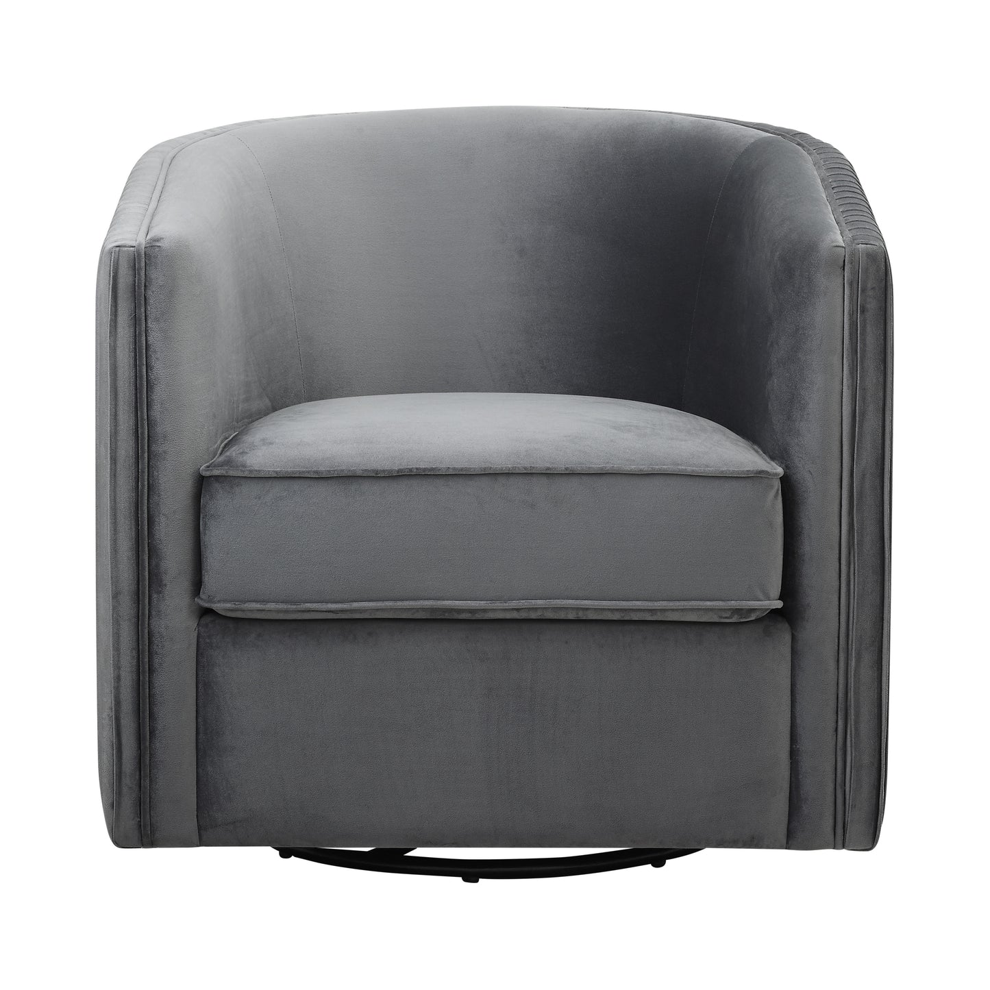Homelegance Cecily Swivel Accent Chair in Gray Velvet with Pleated Detail 1038GY-1