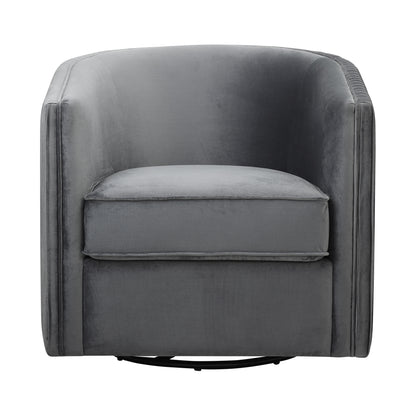 Homelegance Cecily Swivel Accent Chair in Gray Velvet with Pleated Detail 1038GY-1