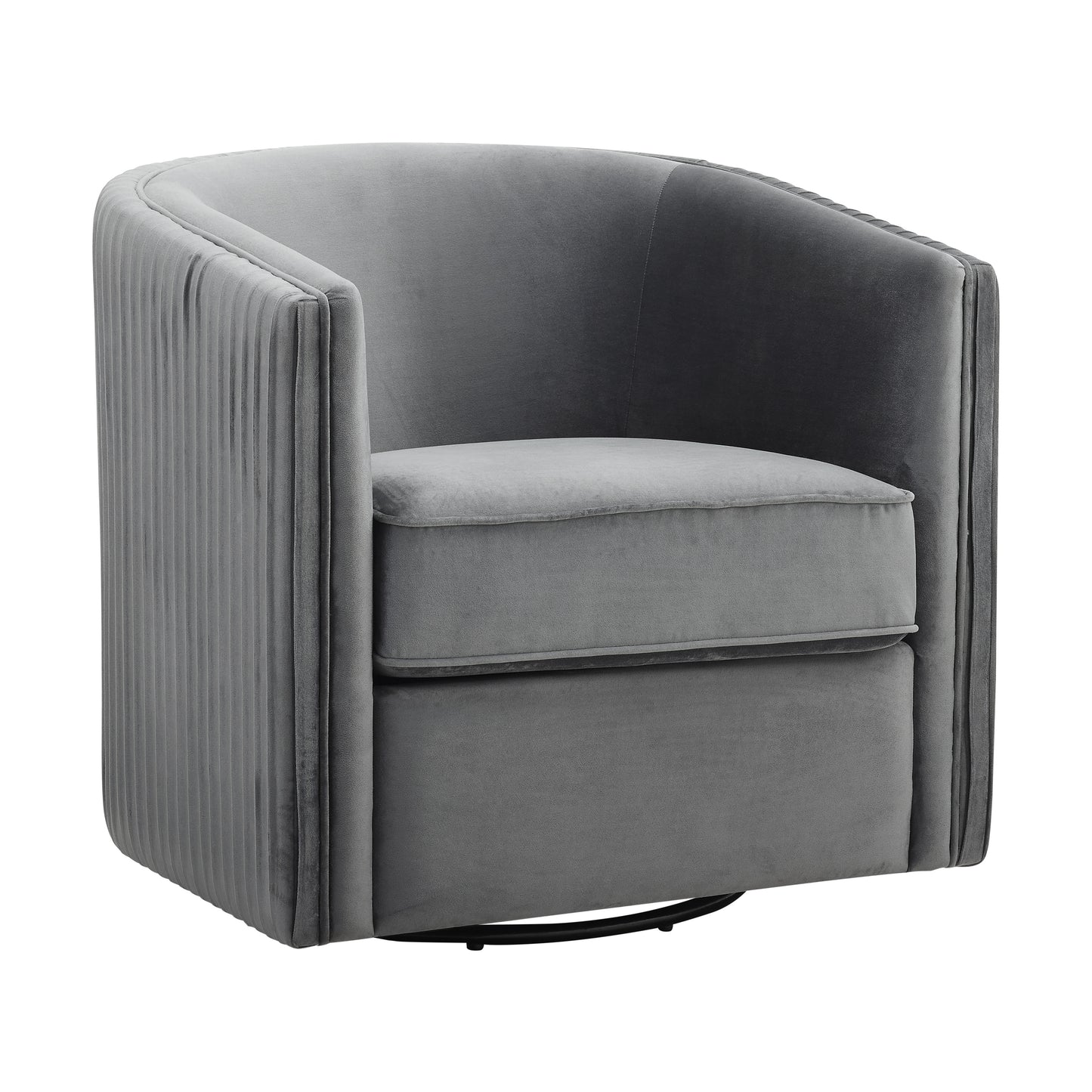 Homelegance Cecily Swivel Accent Chair in Gray Velvet with Pleated Detail 1038GY-1
