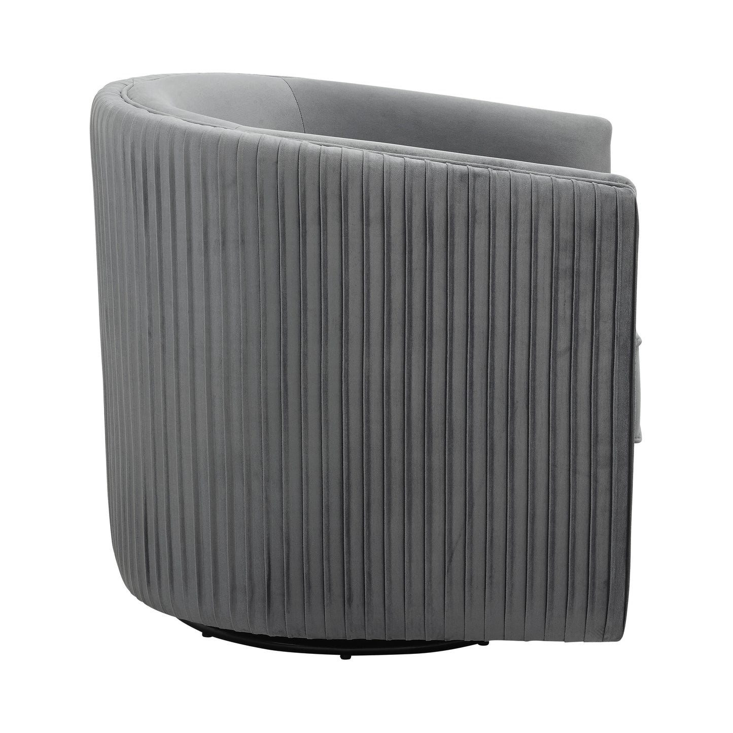 Homelegance Cecily Swivel Accent Chair in Gray Velvet with Pleated Detail 1038GY-1