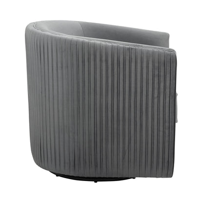 Homelegance Cecily Swivel Accent Chair in Gray Velvet with Pleated Detail 1038GY-1