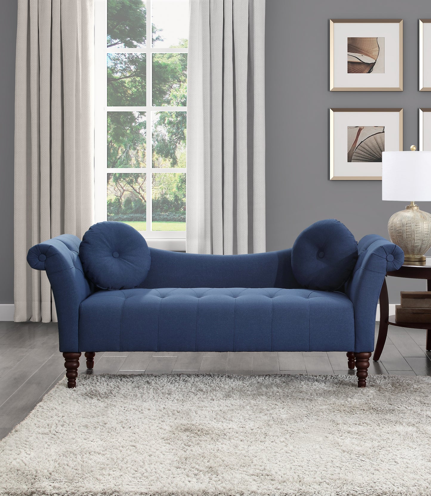 Homelegance Adira Blue Textured Sofa with Button Tufting and Rolled Arms 1045BU-3