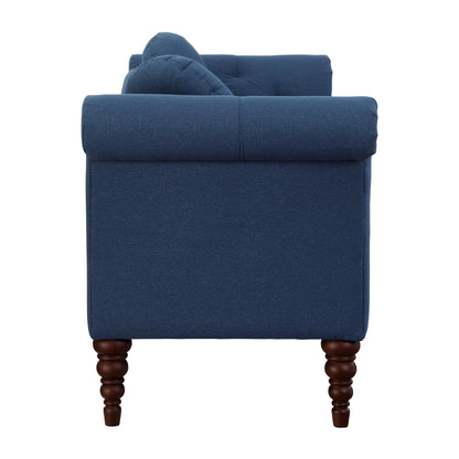 Homelegance Adira Blue Textured Sofa with Button Tufting and Rolled Arms 1045BU-3