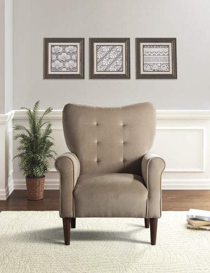 Homelegance Kyrie Accent Chair in Brown Velvet with Tufted Back 1046BR-1