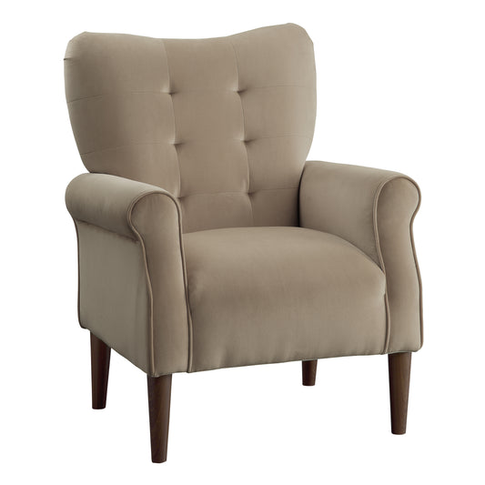 Homelegance Kyrie Accent Chair in Brown Velvet with Tufted Back 1046BR-1