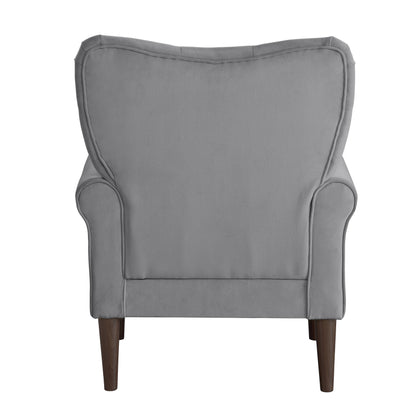 Homelegance Kyrie Accent Chair in Dark Gray Velvet with Tufted Back 1046DG-1