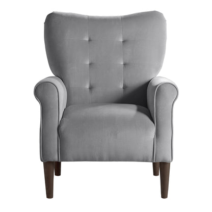 Homelegance Kyrie Accent Chair in Dark Gray Velvet with Tufted Back 1046DG-1