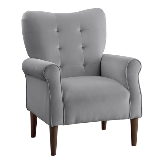 Homelegance Kyrie Accent Chair in Dark Gray Velvet with Tufted Back 1046DG-1
