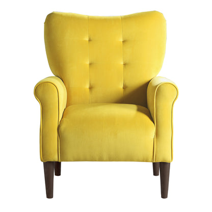Homelegance Kyrie Accent Chair in Yellow Velvet with Tufted Back 1046YW-1